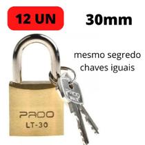 Kit c/12 Cadeado Pado 30 mm Mesmo Segredos Iguais Mesma Chave