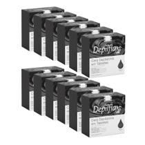 Kit c/ 12 Ceras Negra Depilação em Tablete Quente Depilatória Depilflax 500g