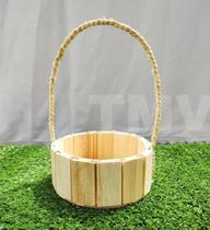 Kit C/12 Cesta Madeira 13 Cm-cestinha Presente Lembrancinha