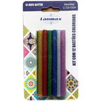 Kit c/ 12 Cola Quente Colorida com Glitter Artesanato - LANMAX Kit c/ 12 Cola Quente Colorida com Glitter Artesanato - LANMAX