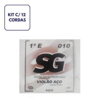 Kit c/ 12 Cordas 1a Mi Aço P/violao c/ bolinha Sg 15274