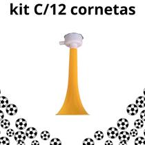 Kit C/12 Cornetas Copa Futebol Vuvuzela Apito Buzina Copa