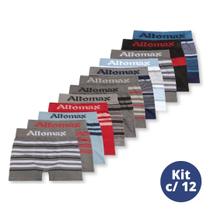 Kit c/ 12 Cueca Boxer Listrada Microfibra do P ao GG Altomax