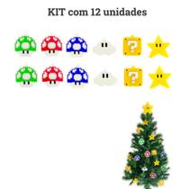 Kit C/ 12 Enfeites De Natal Mario Arvore Geek Envio Imediato - Super 3D