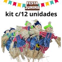 Kit c/12 Espantalho Decoração Festa Junina 39cm palito 70637 Kit c/12 Espantalho Decoração Festa Junina 39cm palito 70637