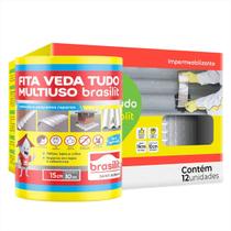 Kit C/ 12 Fita Multiuso Autoadesiva Asfáltica Alumínio 15cm X 10m Kit C/ 12 Fita Multiuso Autoadesiva Asfáltica Alumínio 15cm X 10m