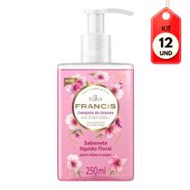 Kit C/12 Francis Floral Sabonete Líquido Pump Rosa 250ml