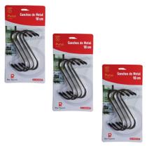 Kit C/ 12 Ganchos De Metal Tipo S Multiuso Guarda Roupa 10cm
