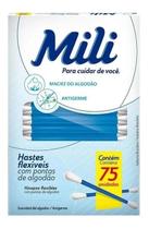 Kit c/ 12 Hastes Flexiveis Cotonete Mili Com 75 Unidades Kit c/ 12 Hastes Flexiveis Cotonete Mili Com 75 Unidades
