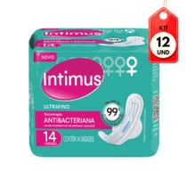 Kit C/12 Intimus Ultrafino Absorvente Antibacteriano C/ Abas C/14