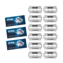Kit c/ 12 Lâminas de Barbear Aço Inoxidável Enox Platinum Duplo Fio