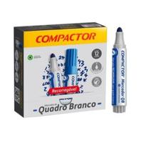 Kit c/ 12 Marcadores Pincel Quadro Branco Azul - Compactor