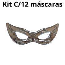 Kit C/12 Máscaras Gigante Carnaval Prata 73CM Carnaval