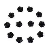 Kit C/12 Miçangas em Plástico Flor Rosa Negra 2 cm Kit C/12 Miçangas em Plástico Flor Rosa Negra 2 cm
