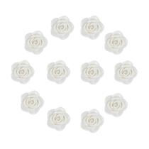 Kit C/12 Miçangas Em Resina Flor Rosa Branca 2 Cm