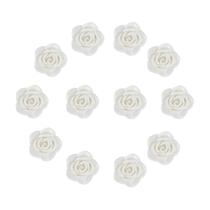 Kit C/12 Miçangas em Resina Flor Rosa Branca 2 cm