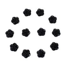 Kit C/12 Miçangas em Resina Flor Rosa Negra 2 cm Kit C/12 Miçangas em Resina Flor Rosa Negra 2 cm