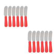 KIT C/12 MINI ESPÁTULAS P/ PATÊ E MANTEIGA INOX - Vermelho