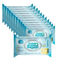 Kit c/ 12 Pacotes Lenço Toalhas Umedecidas Aloe Vera Bebê Limpinho Premium Pacote 140 Unidades