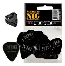 Kit C/12 Palhetas Violão Cavaquinho Nig 0,50+Porta Palhetas