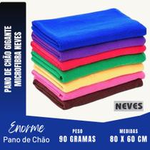 Kit C/ 12 - Pano De Microfibra Gigante - 80 X 60cm - Neves - Multiuso - Limpeza Geral - Multicores
