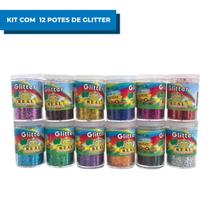 Kit c/12 Potes Pó Glitter Neon Purpurina Para Festa Carnaval