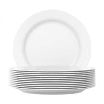 Kit c/12 Pratos Opaline Menu Raso 24cm Vidro Branco Nadir