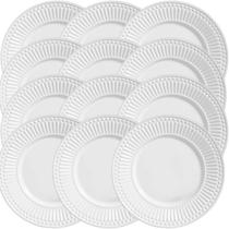 KIT C/12 Pratos Raso Roma 26cm Branco - Porto Brasil