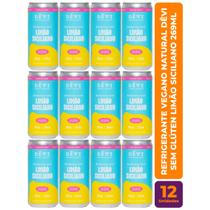 Kit c/ 12 Refrigerante Vegano Natural DÊVI Limão Siciliano 269ml