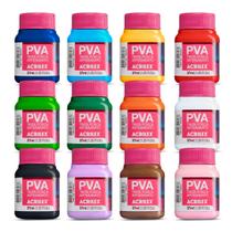 Kit c/12 Tintas Foscas Pva 37ml Acrilex Kit c/12 Tintas Foscas Pva 37ml Acrilex