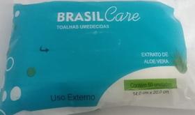 Kit c/12 toalhas umedecidas brasil care com extrato de aloe vera 600 uni.