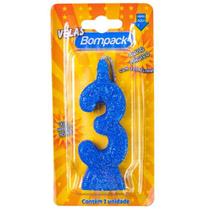 Kit c/ 12 Vela Supernumeros Bompack N3 Azul Un - Embrast
