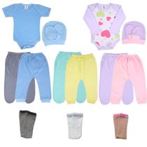 Kit C/13 Body Bebê+mijão Liso E Estampado Roupa Bebê Atacado