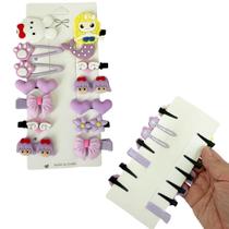 Kit C/ 13 Presilhas Meninas Prendedor de Cabelo Sortidas Bico de Pato Tic Tac Laço Flor Etc MOD L