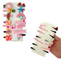Kit C/ 14 Presilhas Meninas Prendedor de Cabelo Sortidas Bico de Pato Tic Tac Laço Flor Etc MOD I