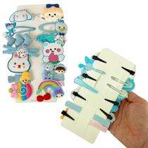 Kit C/ 14 Presilhas Meninas Prendedor de Cabelo Sortidas Bico de Pato Tic Tac Laço Flor Etc MOD O