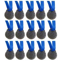 Kit C/15 Medalhas de Ouro Prata ou Bronze Honra ao Mérito C/Fita Azul 40mm