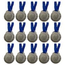 Kit C/15 Medalhas de Ouro Prata ou Bronze Honra ao Mérito C/Fita Azul 40mm
