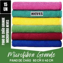 Kit C/ 15 - Pano De Microfibra Gigante - 60 X 40cm - Neves - Multiuso - Limpeza Geral - Multicores
