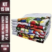 Kit C/ 15 Pano De Prato - Estampados - Pé De Galinha - Neves - Patty - Estampas Sortidas - 65x45cm