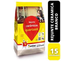 Kit c/15 rejunte ceramica 1kg branco quartzolit