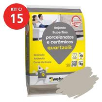 Kit c/ 15 rejunte porcelanato 1kg corda quartzolit