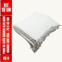 Kit C/ 15 un - Pano De Chão Branco Alvejado 70 X 45 Cm - Neves - Grande - Tipo Saco Duplo - Atacado