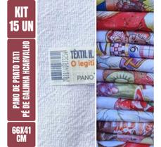 Kit C/ 15 Un-Pano De Prato Pé De Galinha Estampado Tati Legítimo-66cm X 41cm-Bainha Nas Laterais