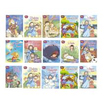 Kit C/ 15un Mini Livros Clássicos Histórias Bíblicas Bíblia Livrinho Religião Valores Cristãos