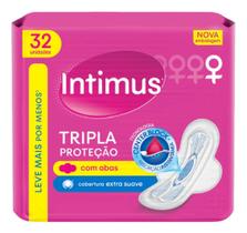 Kit c/ 2 Absorvente Intimus Tripla Protecao Suave C/abas 32u
