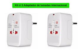 Kit c/ 2 Adaptador International All-in-one Adaptador Universal Tomadas