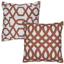 Kit C/ 2 Almofadas Treliça Terracota Linho Rústico Crú 45x45