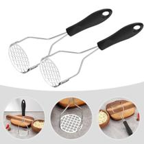 Kit C/ 2 Amassador De Batatas Em Aço Inox Com Cabo Plástico Purê Kit C/ 2 Amassador De Batatas Em Aço Inox Com Cabo Plástico Purê