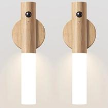 kit C/ 2 Arandela Luz Led Recarregável Sensor de Movimento Luminaria de Madeira Minimalista Para Mesa Parede kit C/ 2 Arandela Luz Led Recarregável Sensor de Movimento Luminaria de Madeira Minimalista Para Mesa Parede